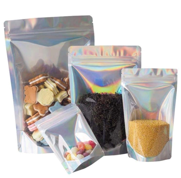STAND-UP CLEAR FRONT HOLOGRAPHIC POUCH