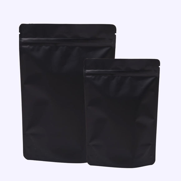 BLACK STAND-UP ZIPLOCK POUCH: SETS OF 10