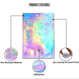 SMALL HOLOGRAPHIC ZIPLOCK POUCH CLEAR FRONT