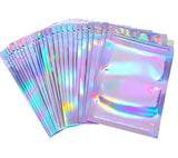 SMALL HOLOGRAPHIC ZIPLOCK POUCH CLEAR FRONT
