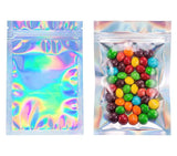 SMALL HOLOGRAPHIC ZIPLOCK POUCH CLEAR FRONT