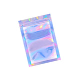 SMALL HOLOGRAPHIC ZIPLOCK POUCH CLEAR FRONT