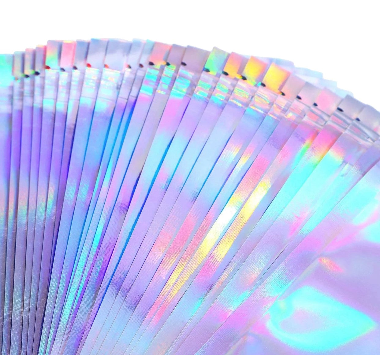 SMALL HOLOGRAPHIC ZIPLOCK POUCH CLEAR FRONT