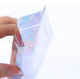 SMALL HOLOGRAPHIC ZIPLOCK POUCH CLEAR FRONT